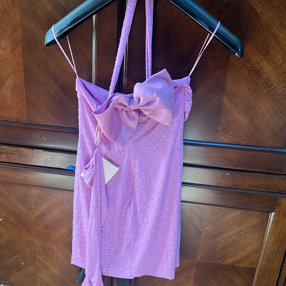 Nana Jaqueline nwt lilac gem dress with back bow and 2 gloves - Picture 5 of 12